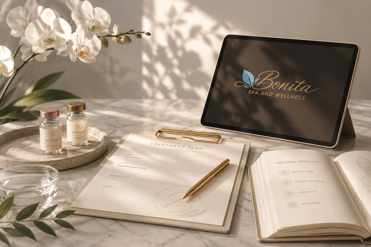 Bonita peptide consultation planning image with treatment plan and wellness pathways